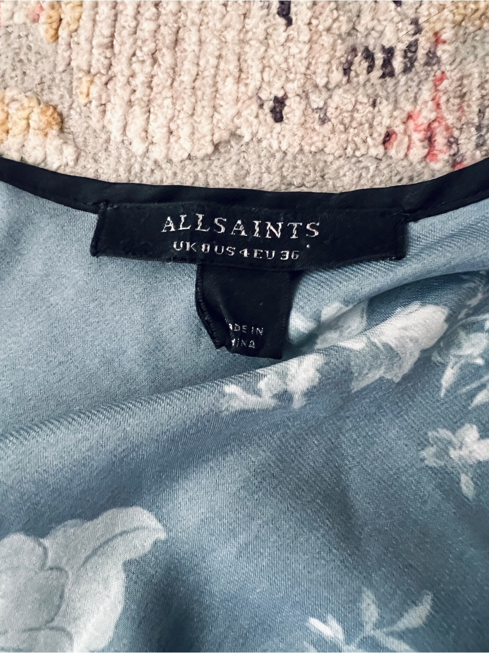 AllSaints Black Floral and Parakeet Print Slip Dress - Picture 4 of 5